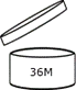 Icon showing an open cosmetic container with "36M," indicating a shelf life of 36 months after opening, perfect for preserving your cherished perfumes or adaptable Grassgróinn scents.