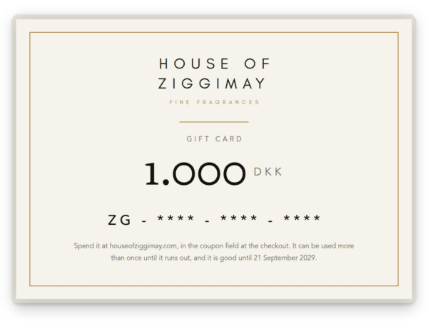 A HOUSE OF ZIGGIMAY gift card worth 1000 DKK